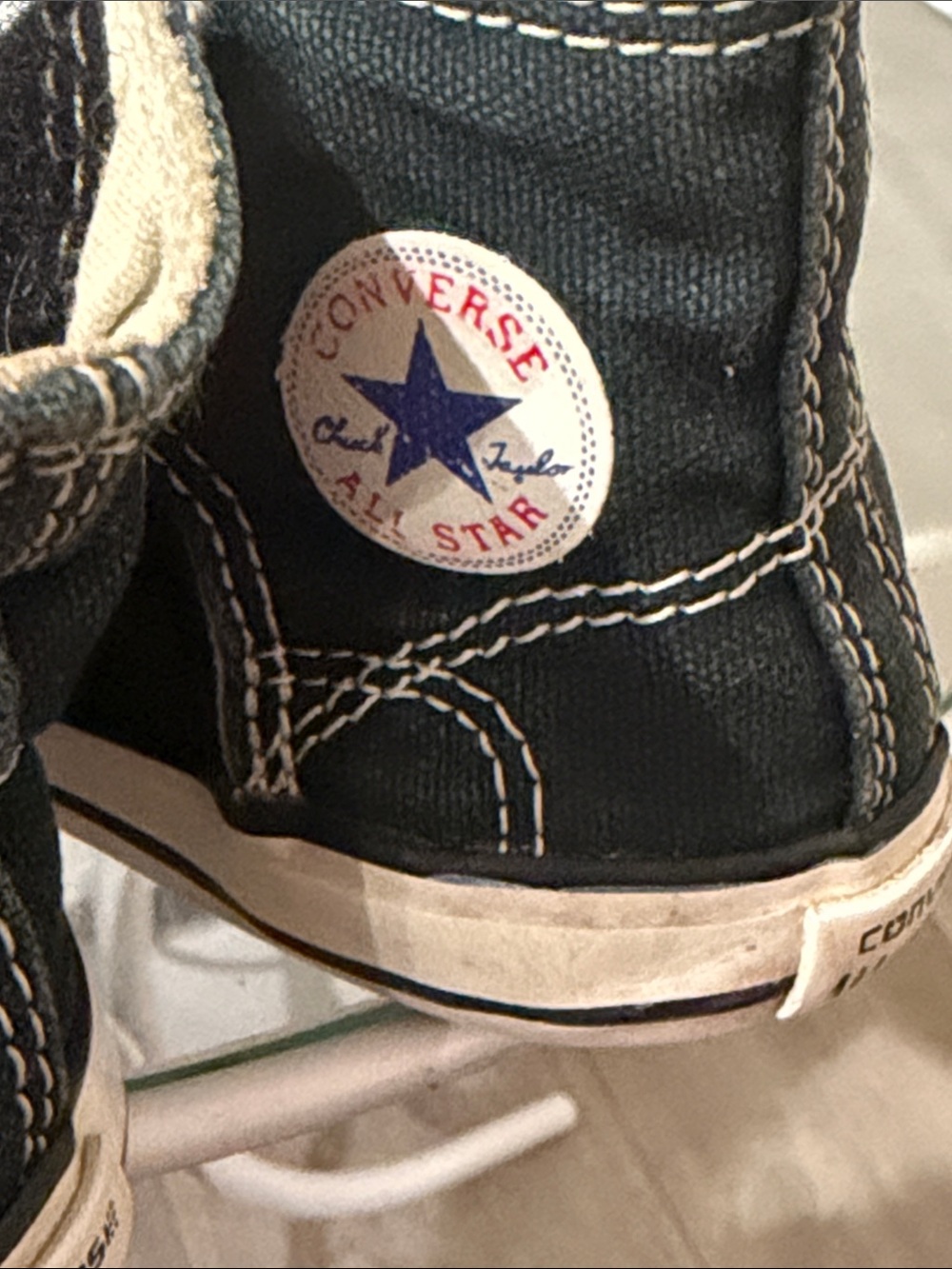 Converse Kids Black High-Top Sneakers with White Stitching